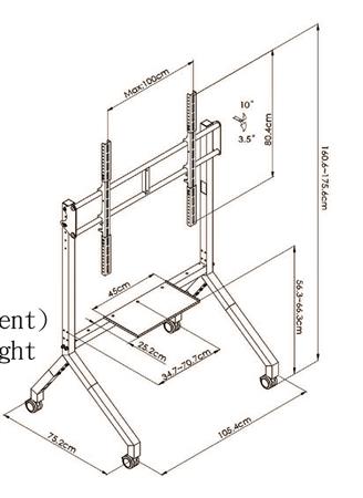 STAND TV REFORZADO H/110" VESA 1000X800 PLAB 1076
