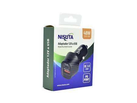 CARGADOR P/AUTO USB + USB-C  48W NISUTA AD12US48