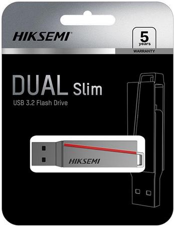 PEN DRIVE 128GB DUAL SLIM USB + USB C 3.2 HIKSEMI